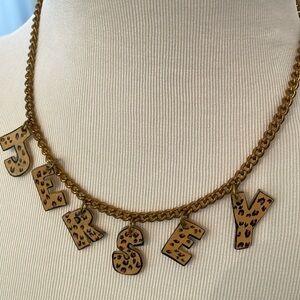 JERSEY animal print necklace about 17” long